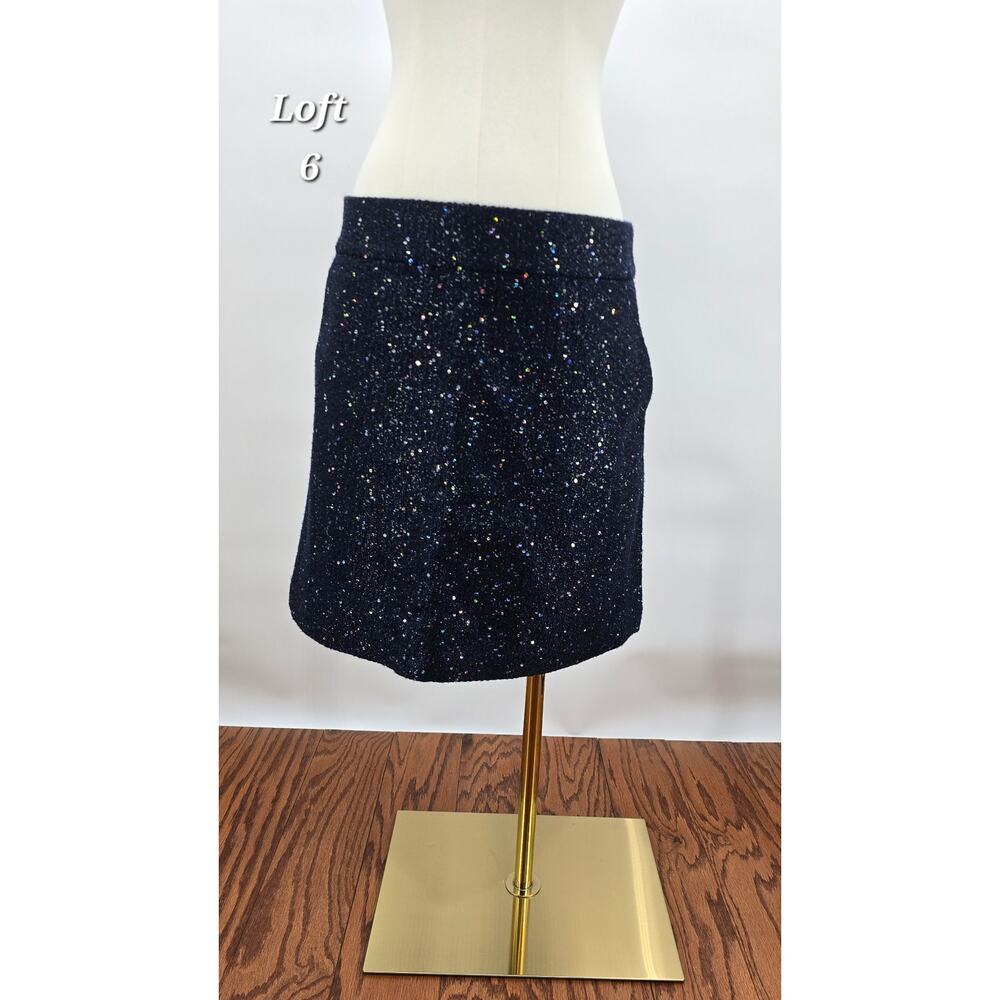Loft
Navy Blue Tweed Sequin Mini Skirt with Pockets